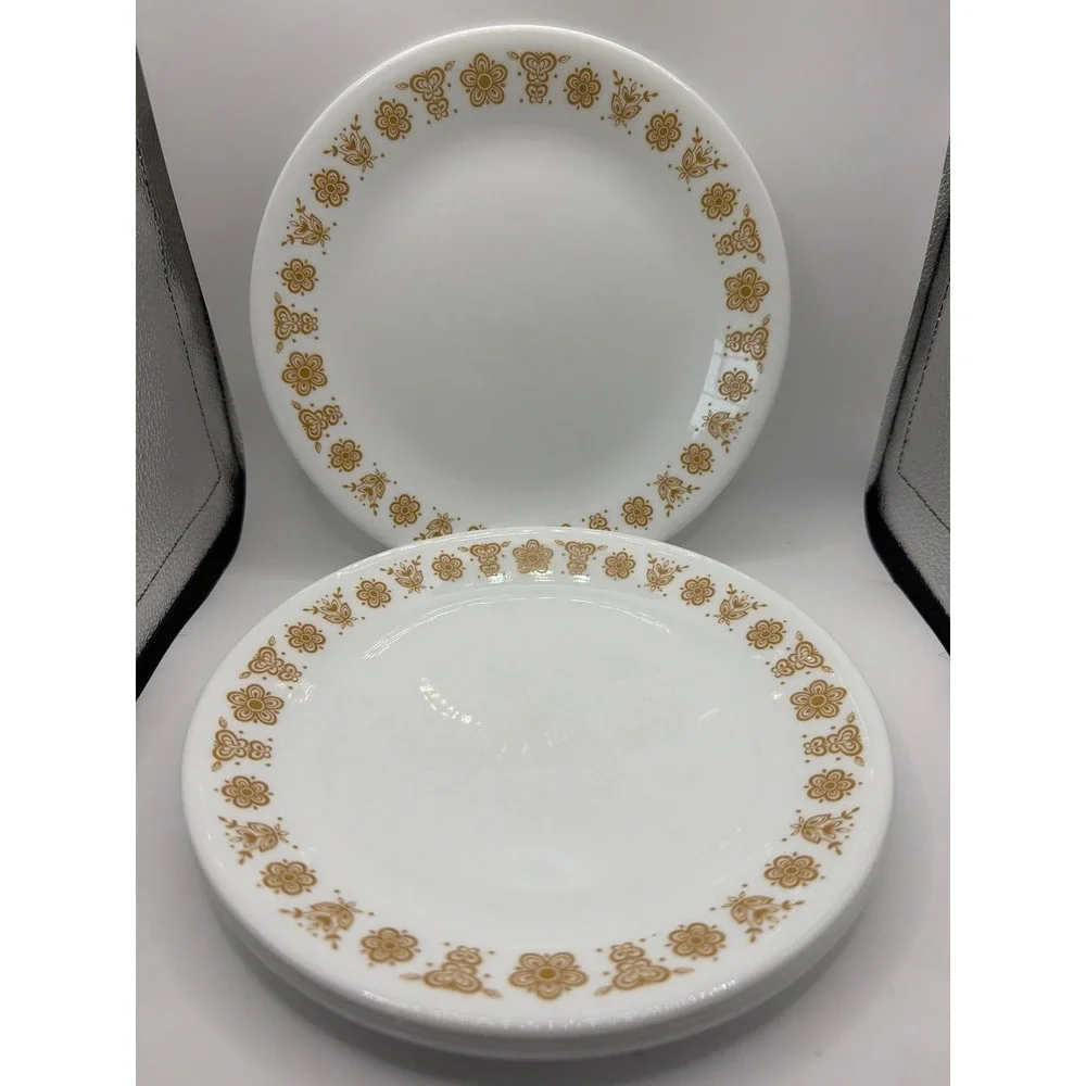 4 Corelle Butterfly Gold lunch salad plates 8-1/2